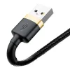 Cablu Baseus Cafele USB Lightning 2.4A 1m, auriu+negru
