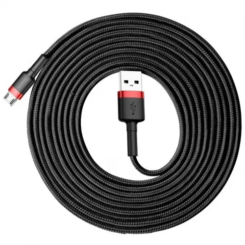 Cablu Micro USB Baseus Cafule 2A 3m, negru+rosu