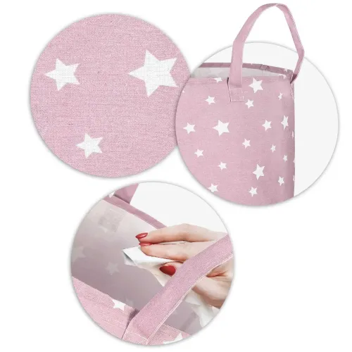 Coș Ricokids pentru jucării, roz cu stelute albe, 60 cm x 35 cm