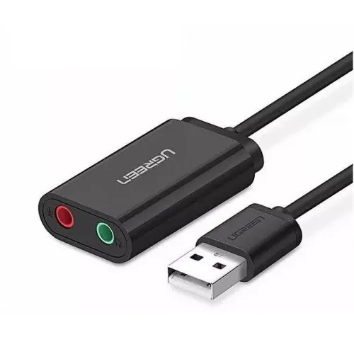 Placă audio externă USB UGREEN 15cm, culoare negru