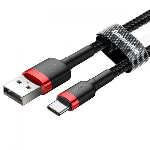 Cablu Baseus Cafele USB-C 2A 2m, Roșu+Negru