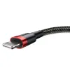 Cablu USB Lightning Baseus Cafule 2,4A 0,5m, rosu+negru