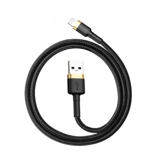 Cablu Baseus Cafele USB Lightning 2.4A 1m, auriu+negru
