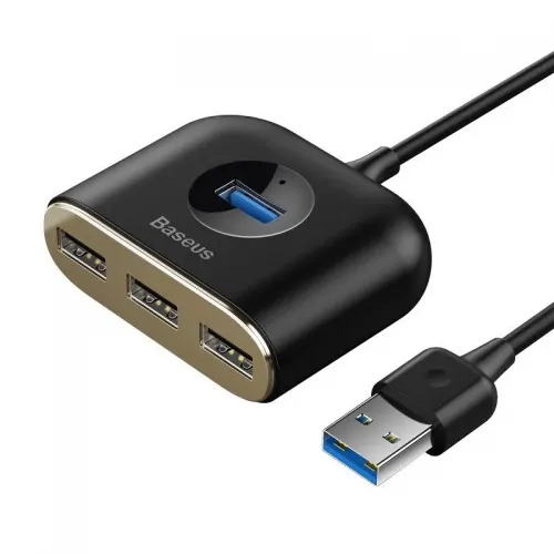 Adaptor USB rotund Baseus Square, HUB USB 3.0, la 1x USB 3.0 + 3x USB 2.0.1m,negru