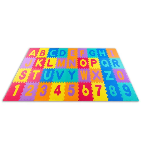 Covoraș mare de spumă, puzzle 36 buc, imprimeu litere colorate