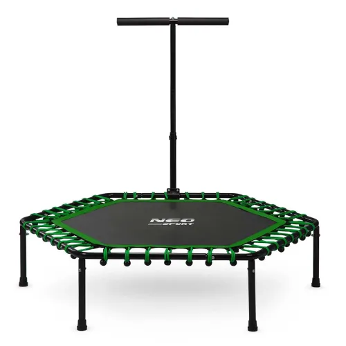 Trambulina fitness Neo-Sport, cu maner 127 cm, verde, hexagonala