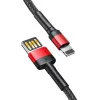 Cablu USB cu lumina Baseus Cafele cu două fețe 2,4A 1m (negru+roșu)