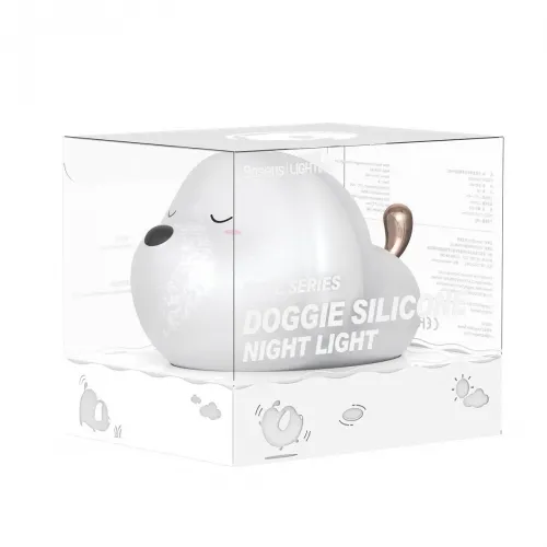 Lampa de noapte din silicon model Catelus, alb.