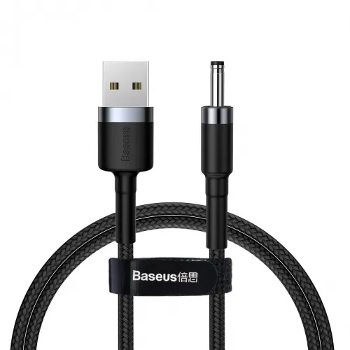 Cablu Baseus Cafele USB la DC 3,5mm 2A 1m, Gri+Negru