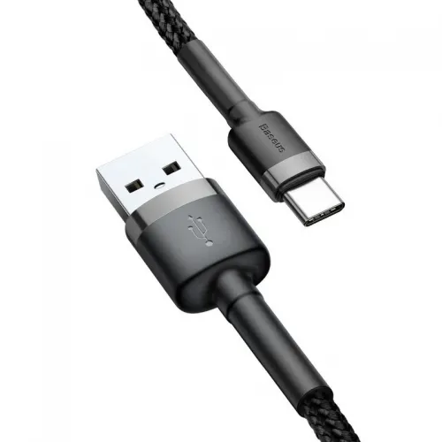 Cablu Baseus Cafele USB-C 3A 0,5 m, gri+negru