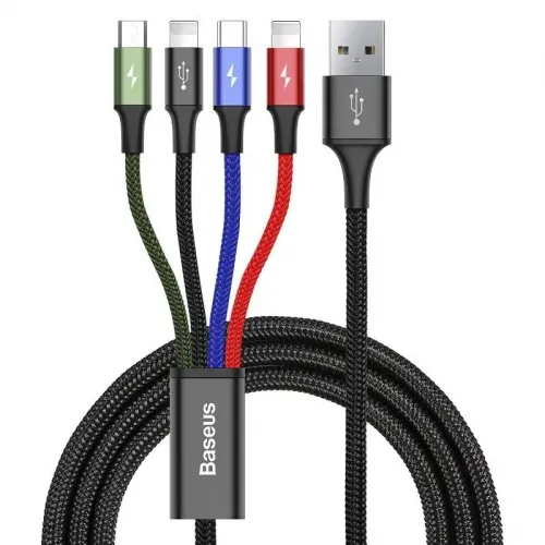 Cablu USB Fast Baseus 4in1 USB-C / 2x Lightning / Micro 3,5A 1,2m, negru