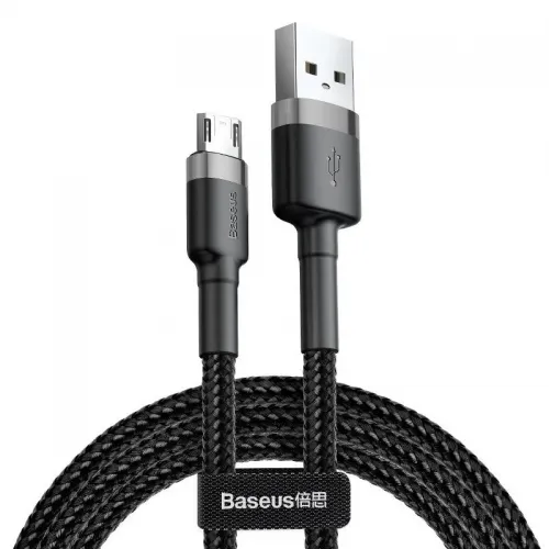 Cablu Micro USB Baseus Cafule 2.4A 1m, gri + negru