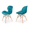 Set 2 scaune din velur Sofotel Sigma, model scandinav si modern, albastru deschis, 29X39X72 cm
