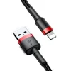Cablu USB Lightning Baseus Cafule 2,4A 0,5m, rosu+negru
