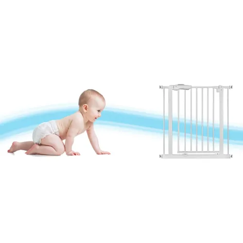 Poarta de siguranta pentru copii, pentru usi, scari sau holuri, reglabila, alba, 79 x 85 cm