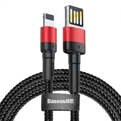 Cablu USB cu lumina Baseus Cafele cu două fețe 2,4A 1m (negru+roșu)
