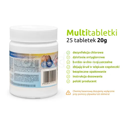 Tablete multifunctionale de clor, 25 x 20g - 0,5kg, 4981