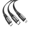 Cablu USB Baseus Rapid 3in1 Tip C/Lightning/Micro 3A 1,2M, Gri