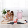 Coș Ricokids pentru jucării, roz cu stelute albe, 60 cm x 35 cm