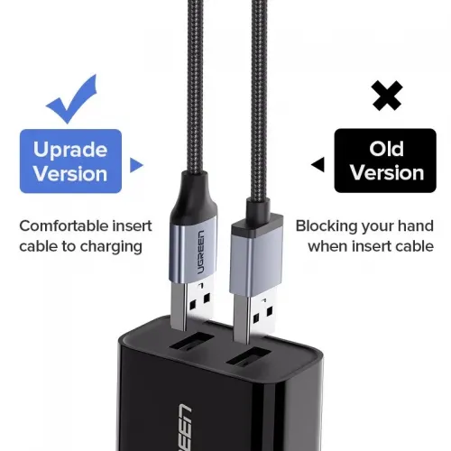 Cablu micro USB UGREEN QC 3.0 2.4A 0.25m, negru