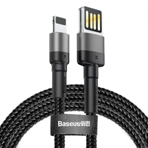 Cablu USB Lightning Baseus Cafule 2.4A 1m, gri-negru