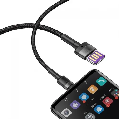 Cablu USB-C Baseus Cafule Huawei SuperCharge, QC 3.0, 5A 1m, negru+gri