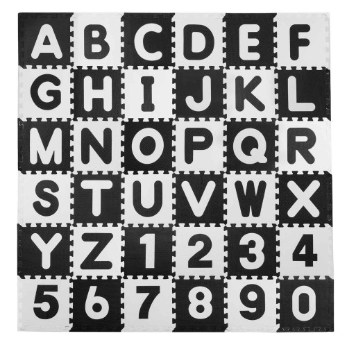 Covoraș puzzle cu cifre si litere 30 x 30 cm 36 buc.